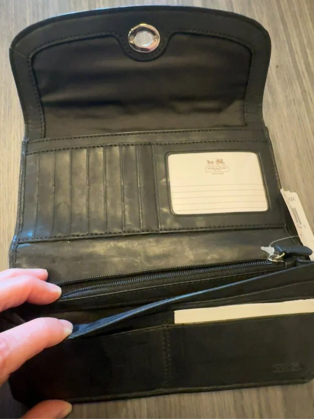 NWT COACH Signature Turnlock Slim Envelope Wallet Black F49165